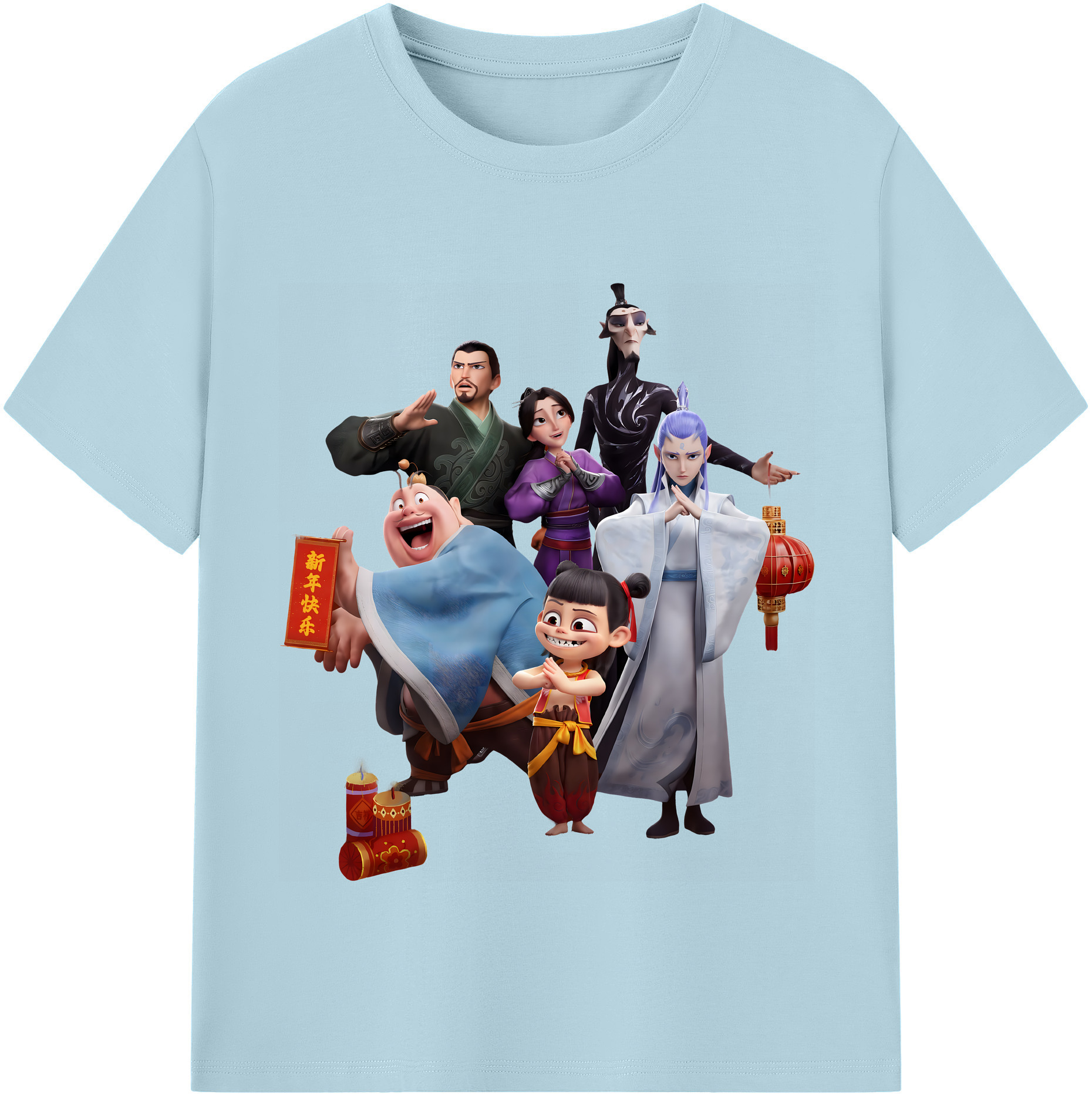 （画像用） Ne Zha 2 ナタ 魔童の大暴れ 綿100％半袖Tシャツ（フロントプリント）